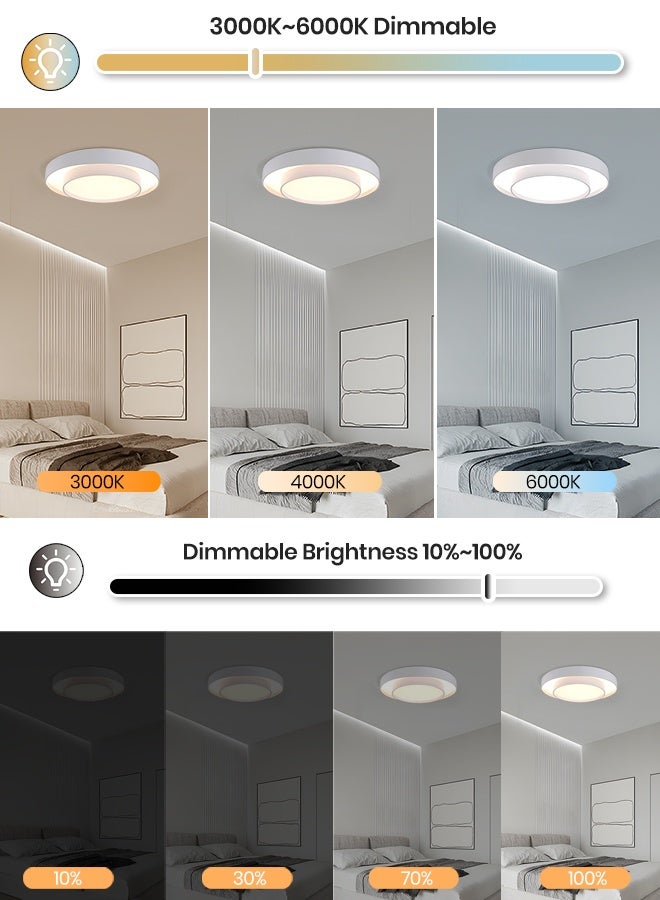 YATAI LIGHTING Modern Round LED Ceiling Light, 90W Remote-Controlled Dimmable Fixture, 3000K-6000K Adjustable Colors, Minimalist Flush Mount for Bedroom, Dining Room & Living Areas,80cm - Image 3