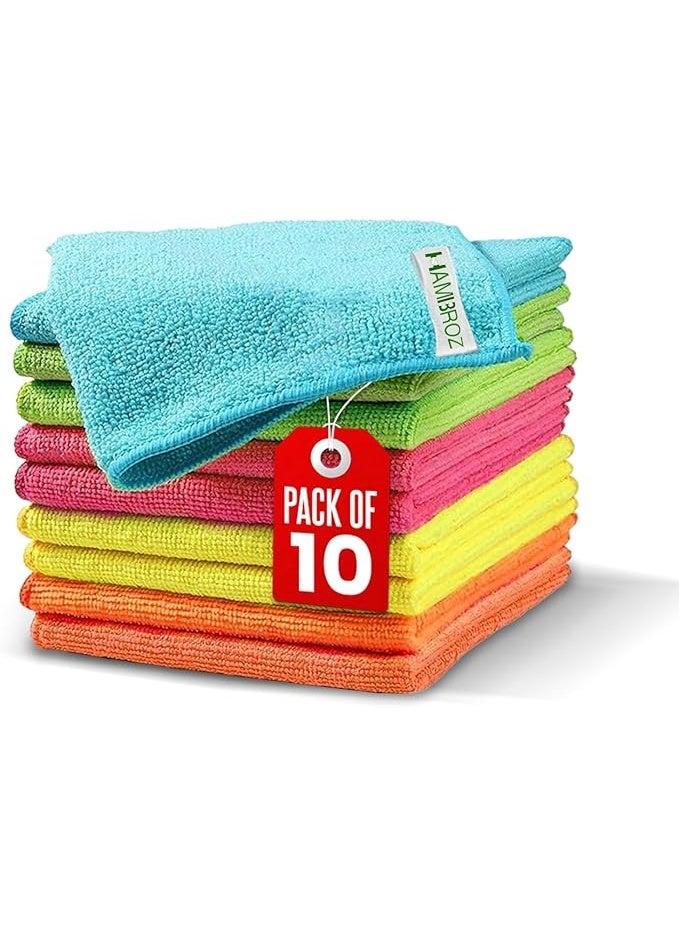 HAMBROZ Microfiber Cleaning Cloth Multi Purposes Kitchen Towel Set Super Absorbent Reusable Cleaning Towels Kitchen Lint Free Cloth Dusters (30x30cm) (Pack of 10) - Image 1