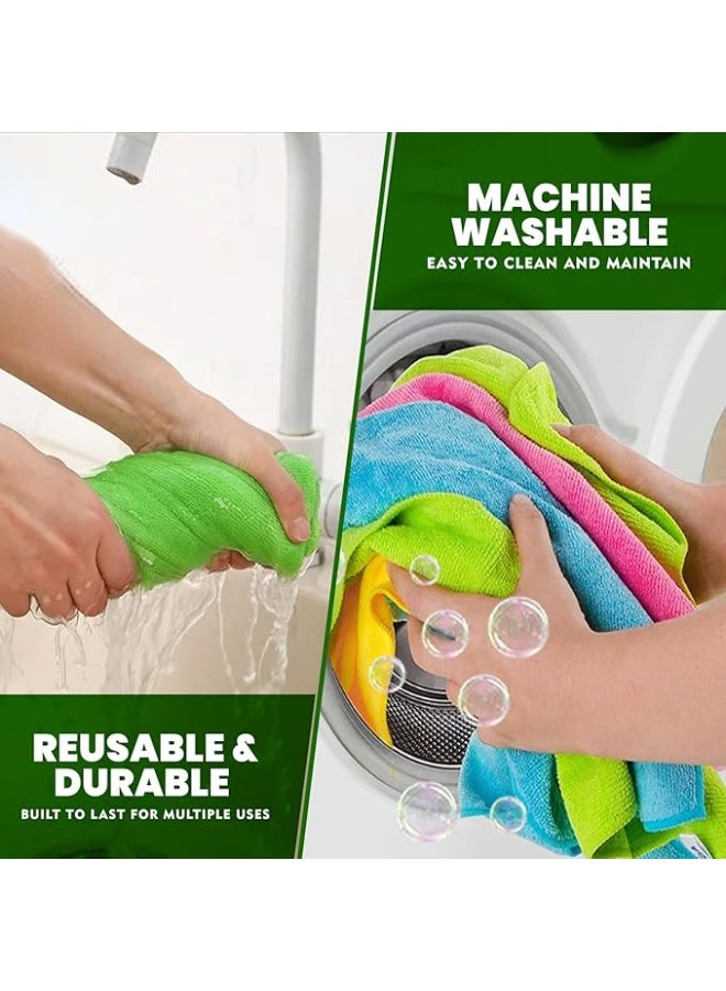 HAMBROZ Microfiber Cleaning Cloth Multi Purposes Kitchen Towel Set Super Absorbent Reusable Cleaning Towels Kitchen Lint Free Cloth Dusters (30x30cm) (Pack of 10) - Image 5