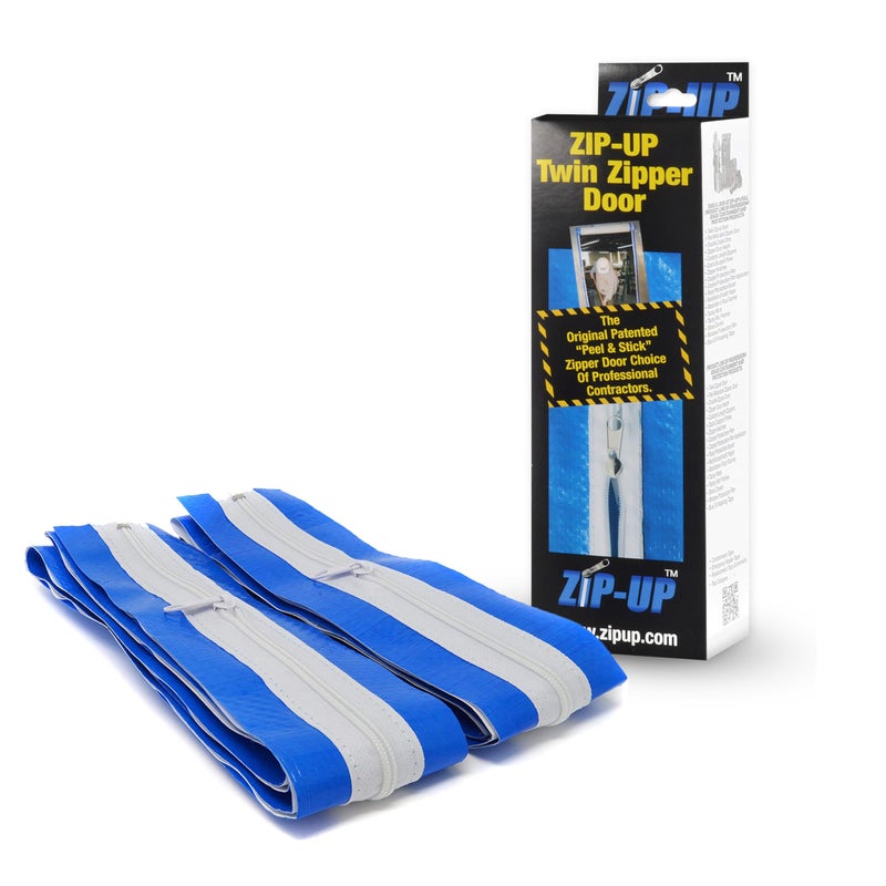 ZIP-UP ZIPUP Poly Zipper Door  84 x 3 Peel  Stick Dust Barrier Zipper with Self Adhesive Backing  Air Tight Seal  Twin Pack  ZIP73TWB 