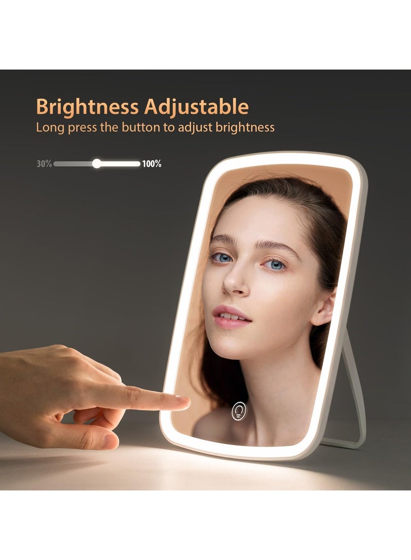 SNW Vanity Mirror Touch Screen Lighted up Travel Mirror with LED Brightness Adjustable Portable USB Rechargeable  - Image 3