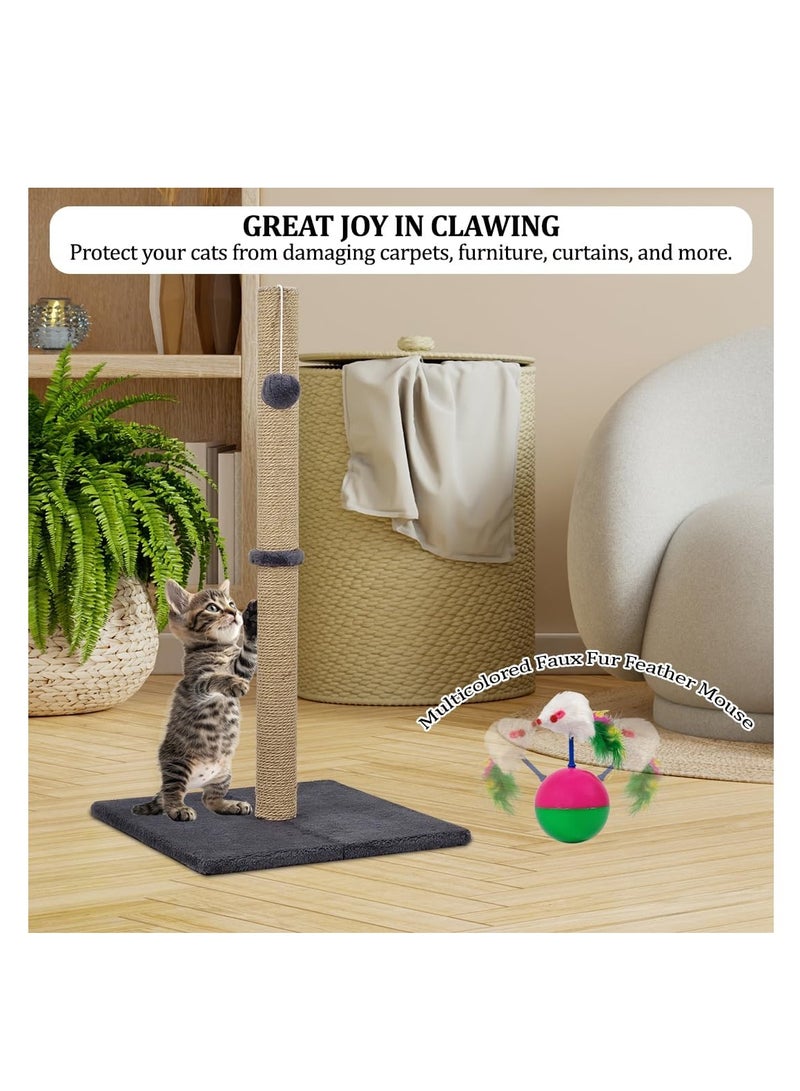 NNC PETS Cat tree with Scratching post, Hanging ball, and Stable base, 75 cm Cat climbing frame, Indoor cat activity center with Scratch-resistant, Easy to assemble and Ideal for kittens and cats, (Grey) - Image 5