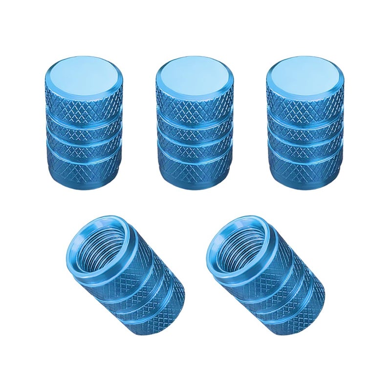 Yourkar 5 PCS Tire Valve Stem Caps Aluminum LeakProof Tyre Valve Cap Replacements Valve Stem Caps for Most Cars Trucks Motorcycles Bicycles Universal Car Accessories Sky Blue