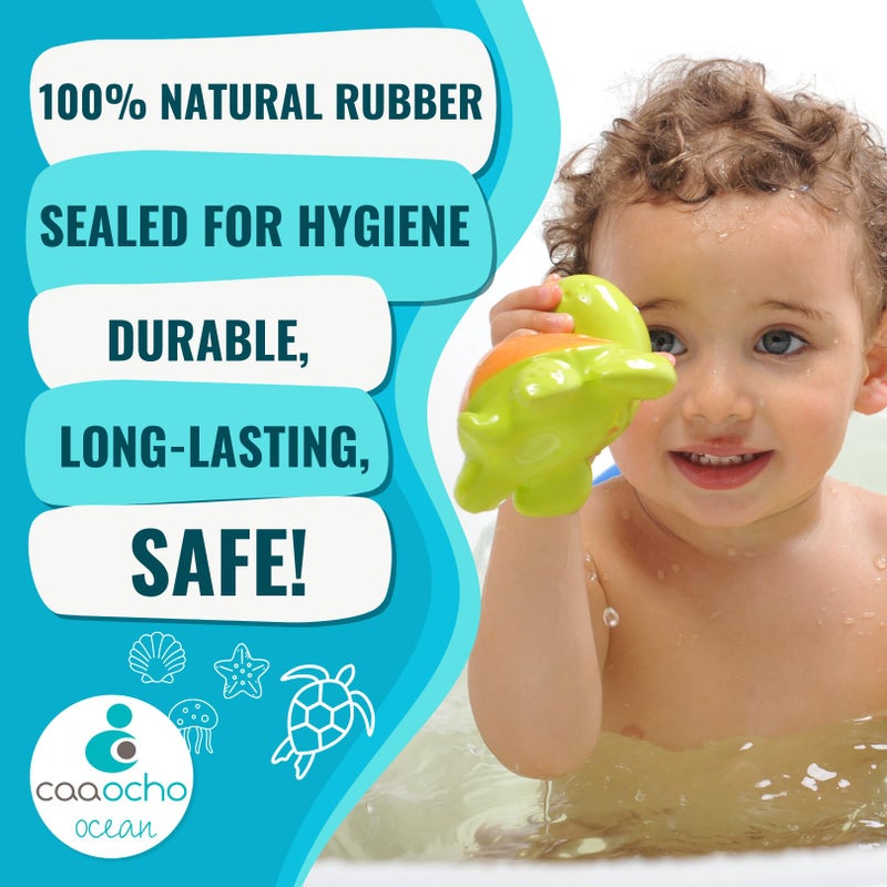 caaocho Pure Natural Rubber Bath Toy - Mele The Sea Turtle - Hole Free Bath Toys, BPA Free Bath Toys for Infants, Without Holes Sealed Natural Rubber Baby Toy - Image 5