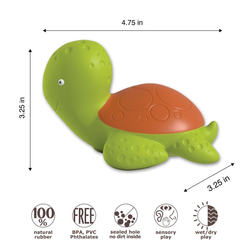 caaocho Pure Natural Rubber Bath Toy - Mele The Sea Turtle - Hole Free Bath Toys, BPA Free Bath Toys for Infants, Without Holes Sealed Natural Rubber Baby Toy - Image 2