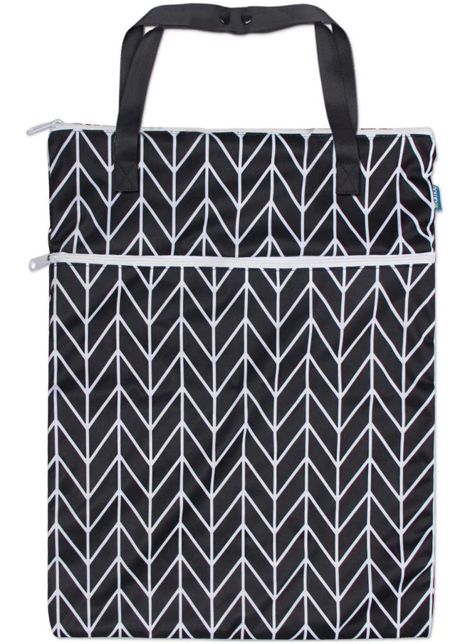 Teamoy Teamoy Travel Hanging Wet Dry Bag Organizer (24.7 x 18 inches) with Two Compartments for Cloth Diaper, Laundry, Swimsuits and More, Easy to Hang Everywhere(L, Black Arrow)  - Image 2