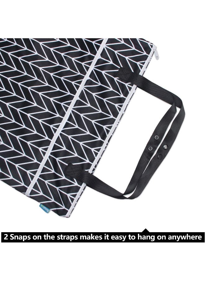 Teamoy Teamoy Travel Hanging Wet Dry Bag Organizer (24.7 x 18 inches) with Two Compartments for Cloth Diaper, Laundry, Swimsuits and More, Easy to Hang Everywhere(L, Black Arrow)  - Image 3