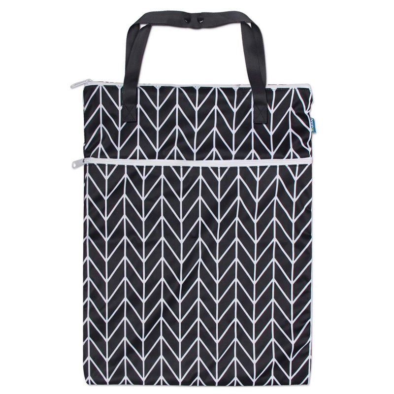 Teamoy Travel Hanging Wet Dry Bag Organizer (24.7 x 18 inches) with Two Compartments for Cloth Diaper, Laundry, Swimsuits and More, Easy to Hang Everywhere(L, Black Arrow) - Image 2