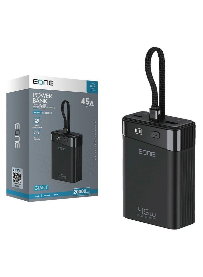EONE Model E1203098 Giant 20000mAh Power Bank with 45W Quick Charge and USB-C Power Delivery for Efficient Multi-Device Charging - Image 2