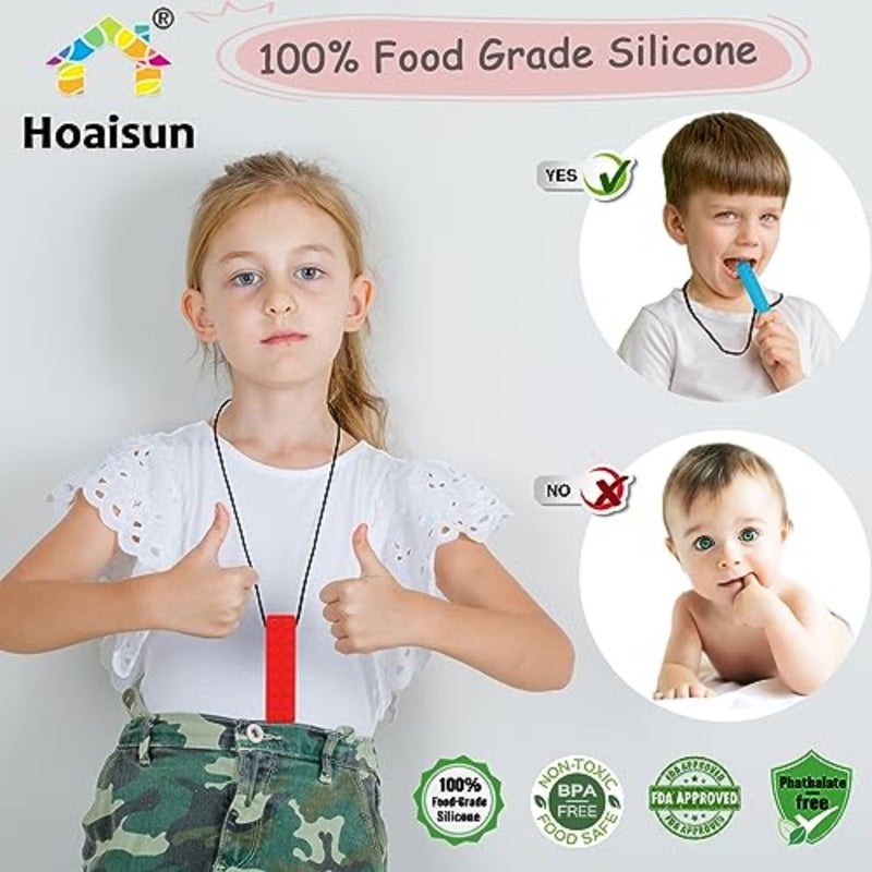 Chewy Necklaces for Sensory,6 Pack Chew Necklaces for Sensory Boys and Girls with Autism, ADHD, SPD, Chewing, Biting, Silicone Oral Chew Toys Teething Necklace for Adults Reduce Anxiety Fidget - Image 2