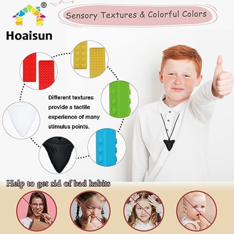 Chewy Necklaces for Sensory,6 Pack Chew Necklaces for Sensory Boys and Girls with Autism, ADHD, SPD, Chewing, Biting, Silicone Oral Chew Toys Teething Necklace for Adults Reduce Anxiety Fidget - Image 3