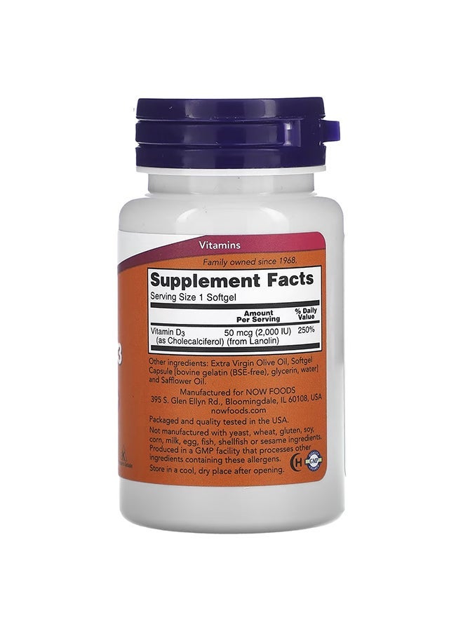 Now Vitamin D-3 ,2000 IU - Softgel 120s - Image 3