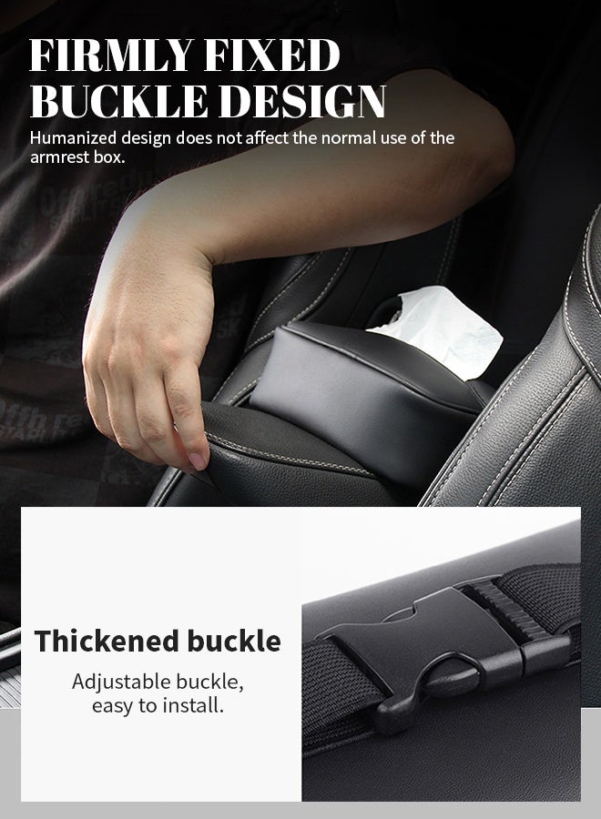 Generic Leather Car Tissue Holder with Adjustable Buckle & Large Capacity, Waterproof Non-Slip Car Tissue Organizer and Storage Bag  - Image 4