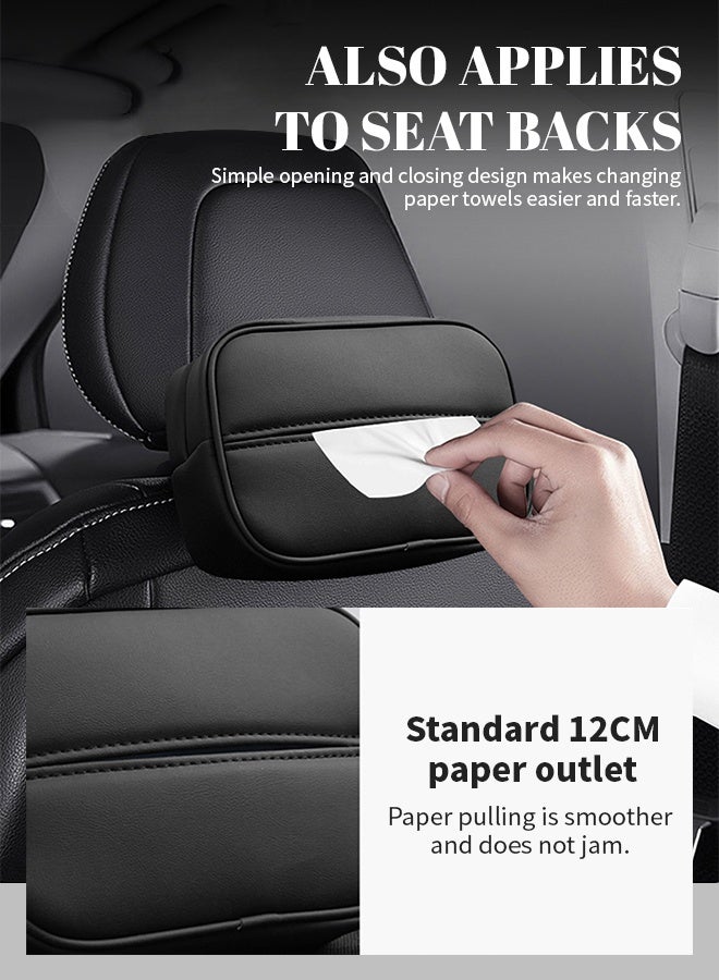 Generic Leather Car Tissue Holder with Adjustable Buckle & Large Capacity, Waterproof Non-Slip Car Tissue Organizer and Storage Bag  - Image 5