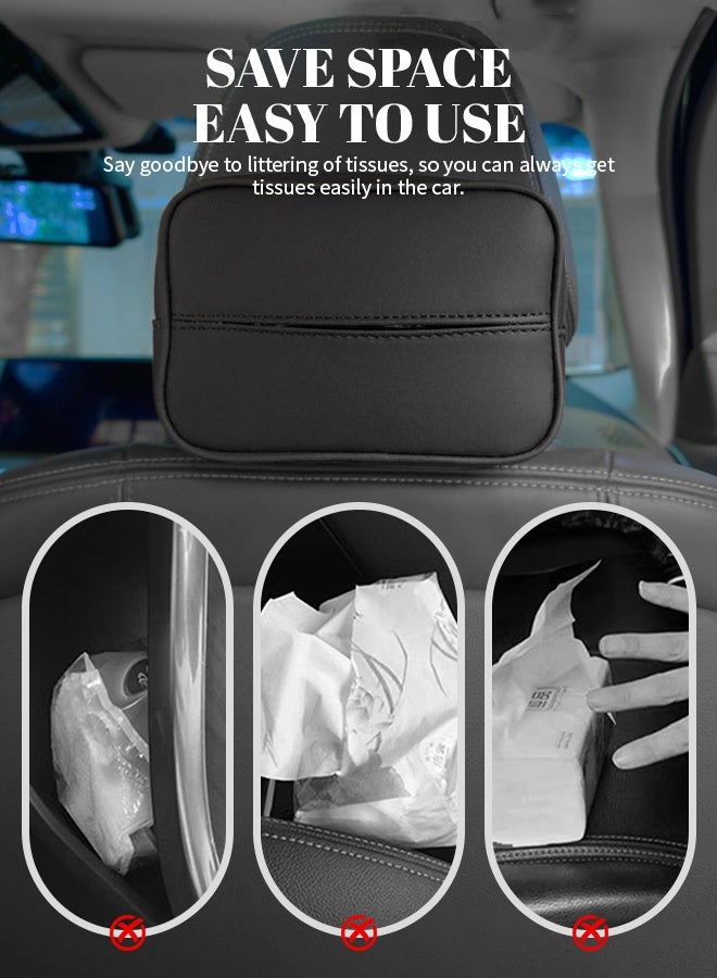 Generic Leather Car Tissue Holder with Adjustable Buckle & Large Capacity, Waterproof Non-Slip Car Tissue Organizer and Storage Bag  - Image 3