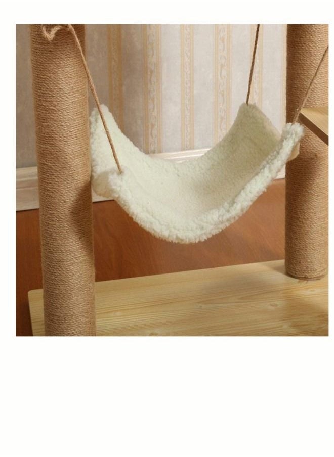 Generic - Wood Cat Climbing Frame Multi Level Cat Tree Condo Cat Tower with Scratching Board Sisal Scratching Post Hammock and Ladder Cat Furniture with House for Rest - Image 1
