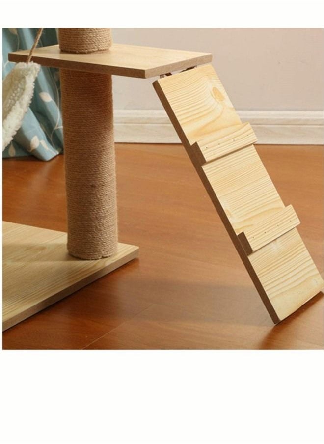 Generic - Wood Cat Climbing Frame Multi Level Cat Tree Condo Cat Tower with Scratching Board Sisal Scratching Post Hammock and Ladder Cat Furniture with House for Rest - Image 1