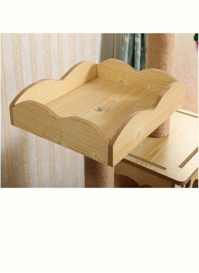 Generic - Wood Cat Climbing Frame Multi Level Cat Tree Condo Cat Tower with Scratching Board Sisal Scratching Post Hammock and Ladder Cat Furniture with House for Rest - Image 1