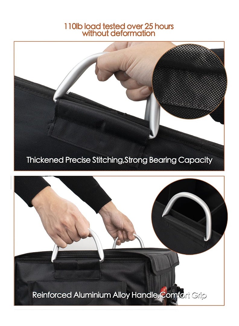 Auger Car Trunk Organizer with Reflective Stripes,Auto Cargo storage Box,Folding Car Organizer with Reinforced Handles, Adjustable Pockets,  Non-Slip Bottom, Waterproof Oxford–Black，Folding and Multi-Compartment, Storage for SUV, Truck, Sedan (Black, 55L) - Image 4