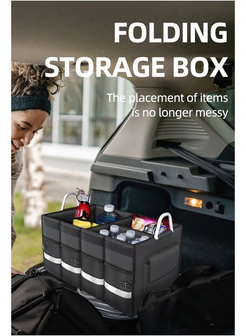 Auger Car Trunk Organizer with Reflective Stripes,Auto Cargo storage Box,Folding Car Organizer with Reinforced Handles, Adjustable Pockets,  Non-Slip Bottom, Waterproof Oxford–Black，Folding and Multi-Compartment, Storage for SUV, Truck, Sedan (Black, 55L) - Image 5