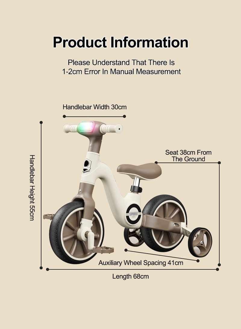 ما بيبي دراجة ثلاثية العجلات للأطفال 2 في 1 مزودة بأضواء وموسيقى، مناسبة للأولاد والبنات من عمر 1 إلى 6 سنوات، سكوتر للأطفال/سيارة توازن، دراجة بدون دواسات، متعددة الوظائف، دراجة توازن يدوية ثلاثية العجلات - Image 3