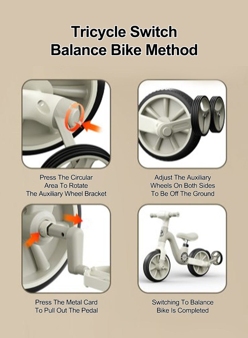 ما بيبي دراجة ثلاثية العجلات للأطفال 2 في 1 مزودة بأضواء وموسيقى، مناسبة للأولاد والبنات من عمر 1 إلى 6 سنوات، سكوتر للأطفال/سيارة توازن، دراجة بدون دواسات، متعددة الوظائف، دراجة توازن يدوية ثلاثية العجلات - Image 4