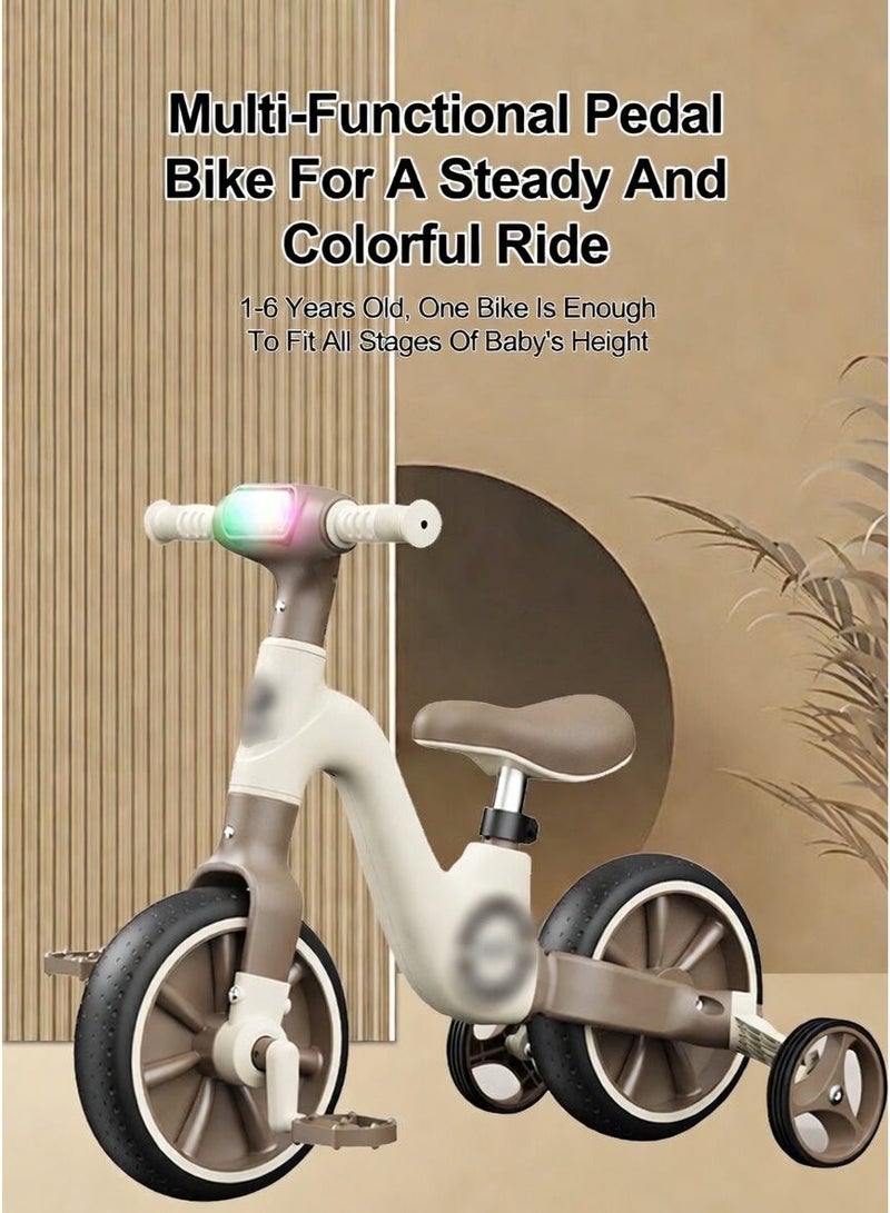 ما بيبي دراجة ثلاثية العجلات للأطفال 2 في 1 مزودة بأضواء وموسيقى، مناسبة للأولاد والبنات من عمر 1 إلى 6 سنوات، سكوتر للأطفال/سيارة توازن، دراجة بدون دواسات، متعددة الوظائف، دراجة توازن يدوية ثلاثية العجلات - Image 5