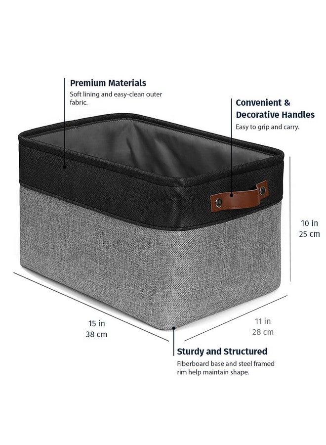 OrganiHaus OrganiHaus Large Fabric Storage Baskets for Shelves 3 Pack | 15x11in Closet Storage Bins for Shelves | Clothes Storage Bins for Organizing | Linen Closet Organizers | Fabric Basket, Gray/Black - Image 2