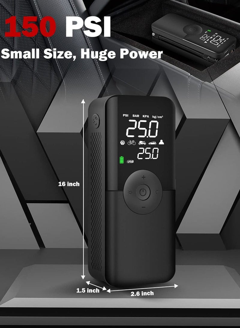 SYOSI Portable Air Compressor Tire Inflator with LCD Dual Screen, 150 PSI Cordless Pump 6000mAh Rechargeable Battery for Cars, Bikes, Motorcycles, Balls, Not Suitable Trucks - Image 5