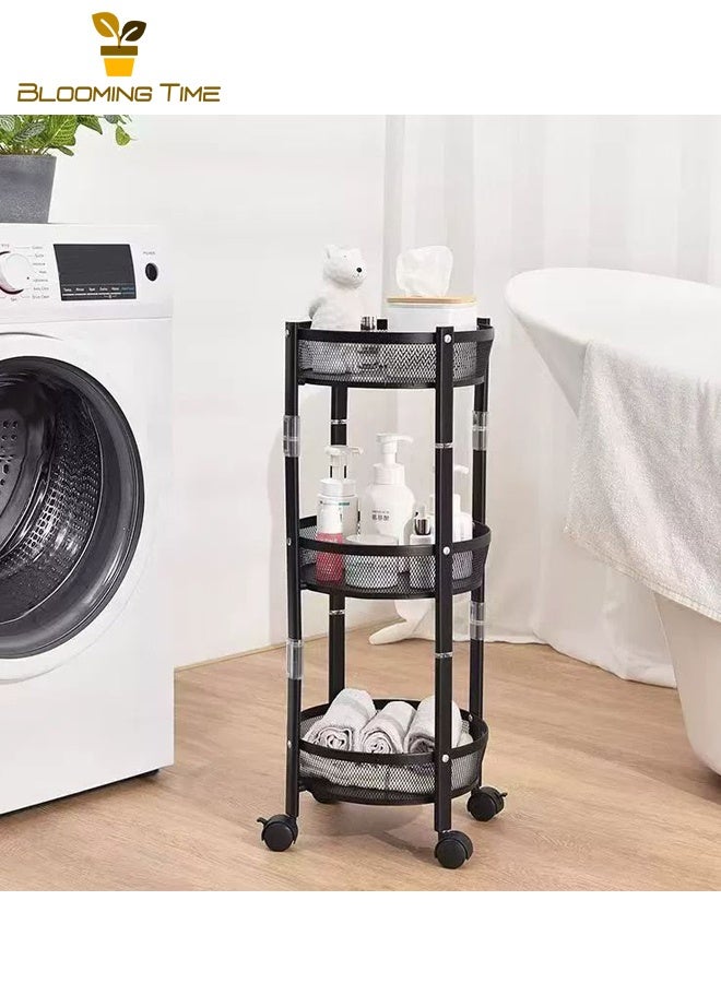 بلومنغ تايم رفوف المطبخ للتدوير ، التركيب المجاني ، رفوف الخضار متعددة الطبقات من الأرض إلى السقف ، رفوف الوجبات الخفيفة المنزلية متعددة الوظائف ، أسود - Image 3