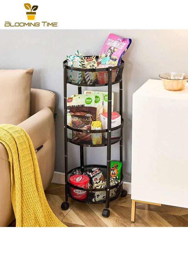 بلومنغ تايم رفوف المطبخ للتدوير ، التركيب المجاني ، رفوف الخضار متعددة الطبقات من الأرض إلى السقف ، رفوف الوجبات الخفيفة المنزلية متعددة الوظائف ، أسود - Image 4