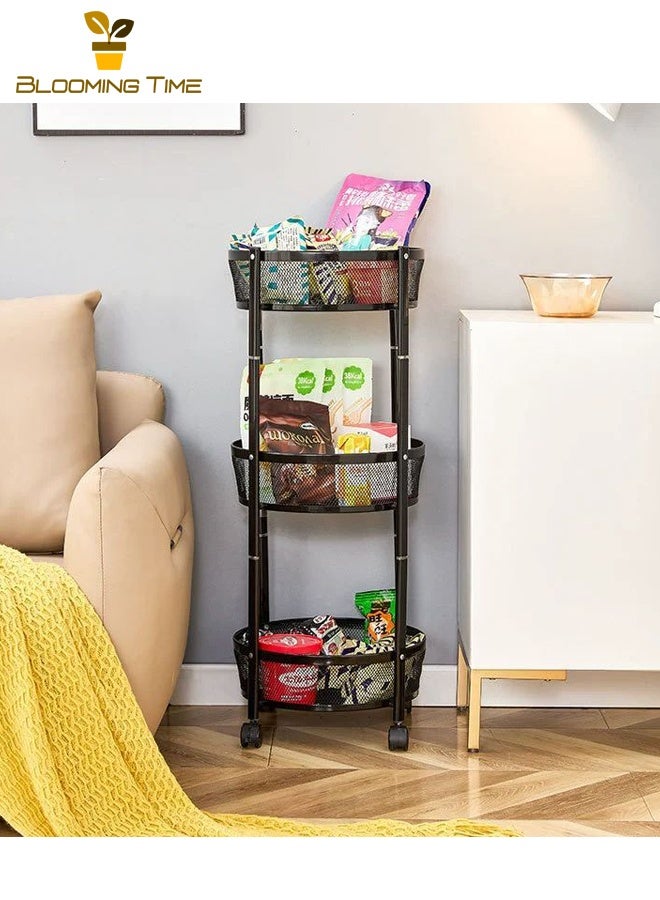 بلومنغ تايم رفوف المطبخ للتدوير ، التركيب المجاني ، رفوف الخضار متعددة الطبقات من الأرض إلى السقف ، رفوف الوجبات الخفيفة المنزلية متعددة الوظائف ، أسود - Image 5