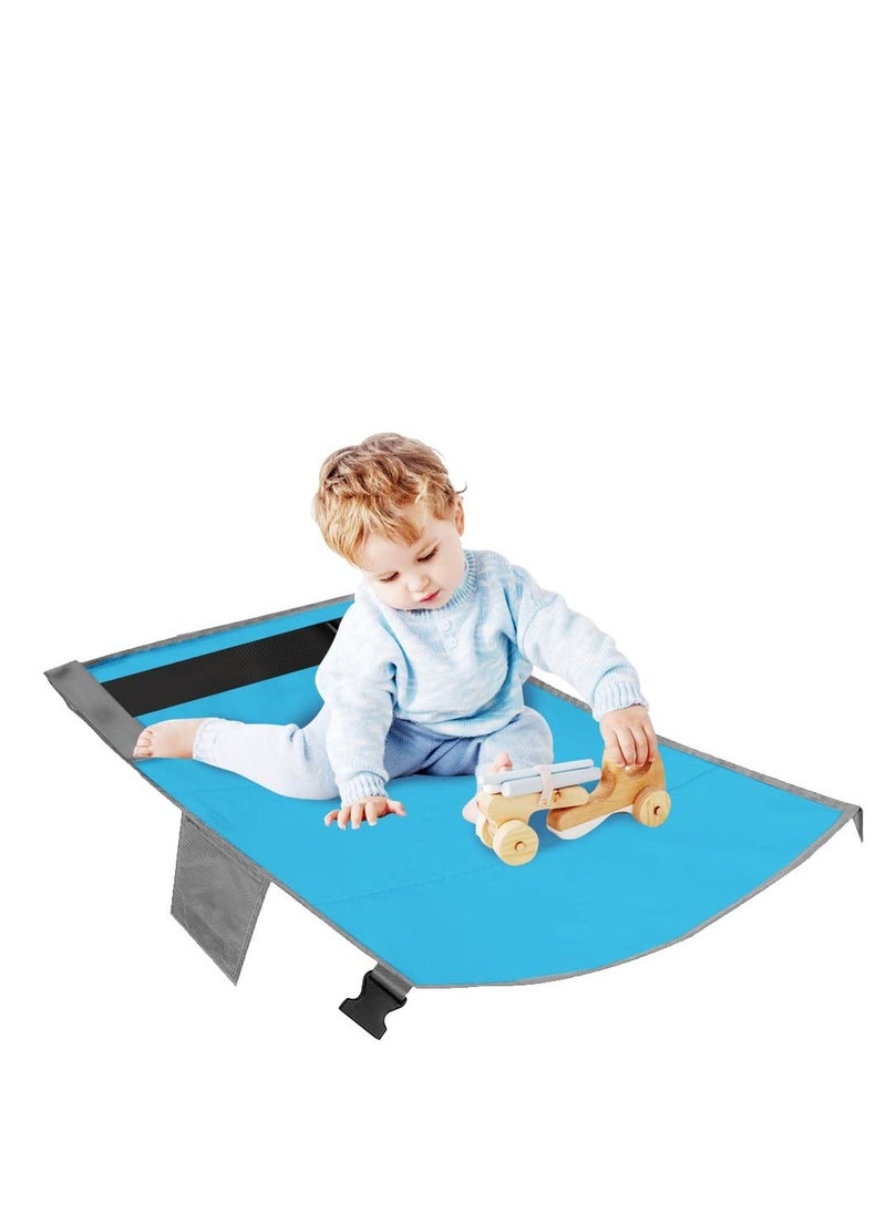 Y&D Baby Airplane Travel Footrest Bed, Toddler Seat, Portable Foot Hammock, Seat Extender Leg Rest for Kid, Essentials Children to Lie Down on Plane (Blue)  - Image 1