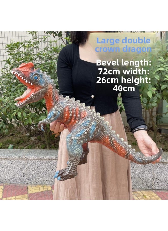 null - Children's Dinosaur Toy Soft Rubber Simulation Large Sound Tyrannosaurus Triceratops Pterosaurus Animal Model Stall Wholesale-Color:Large Raptor - Image 1