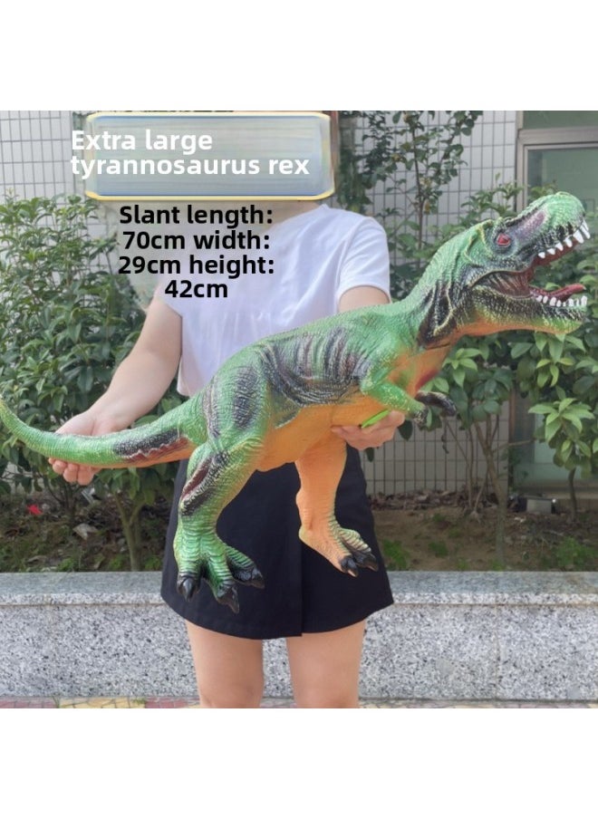null - Children's Dinosaur Toy Soft Rubber Simulation Large Sound Tyrannosaurus Triceratops Pterosaurus Animal Model Stall Wholesale-Color:Large Raptor - Image 1