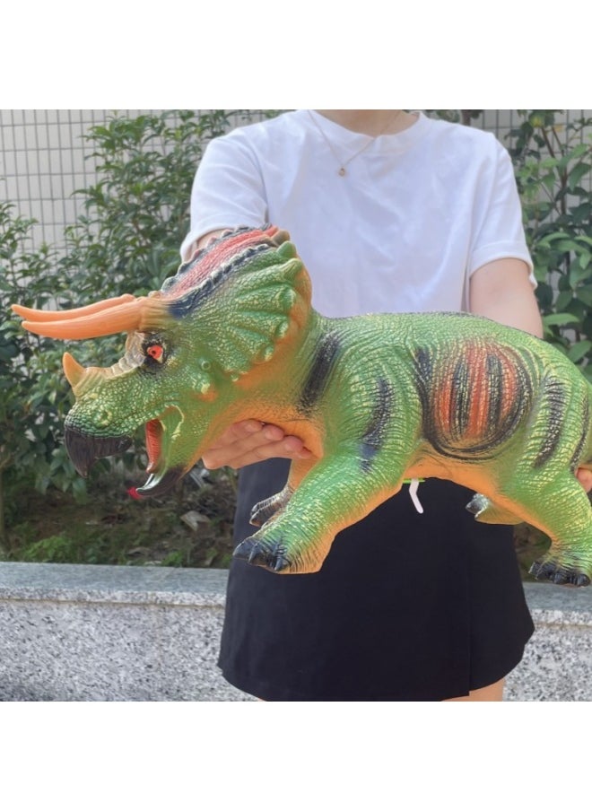 null - Children's Dinosaur Toy Soft Rubber Simulation Large Sound Tyrannosaurus Triceratops Pterosaurus Animal Model Stall Wholesale-Color:Large Raptor - Image 1
