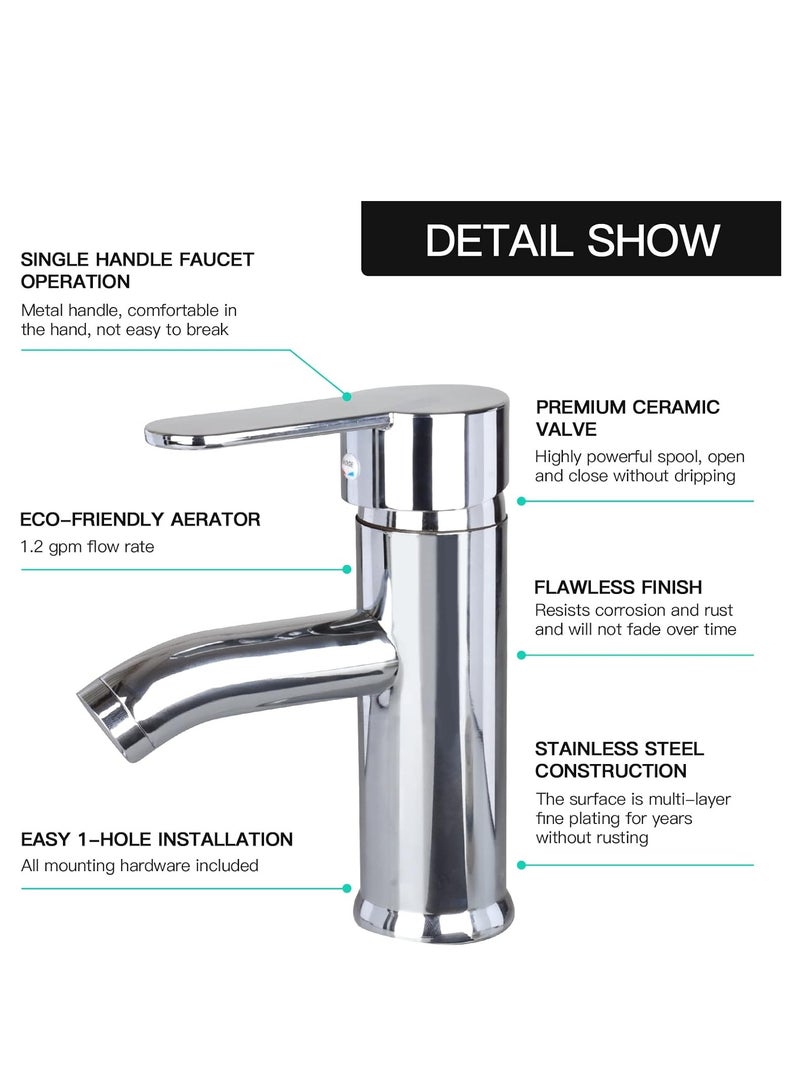 WENTCCION Modern Bathroom Faucet Brushed Nickel Bathroom Sink Single Hole Bathroom Upgraded Version Vanity Faucet - Image 3