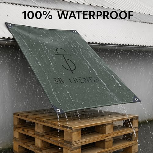 SR TRENDS™ Heavy Duty Tarpaulin 700GSM Canvas - Commercial Canvas TIRPAL Waterproof- 100% Waterproof Resistance Military Grade- UV Resistant TARP, RUSTPROOF Reinforced Eyelets (Grey, 9 x 9 FT) - Image 3