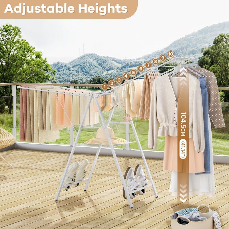 APEXCHASER Clothes Drying Rack Foldable, Metal Laundry Drying Rack Collapsible, Portable Compact Clothes Rack for Sweater Baby Clothes Towel Indoor & Outdoor, Height Adjustable Clothes Airer, Grey - Image 5