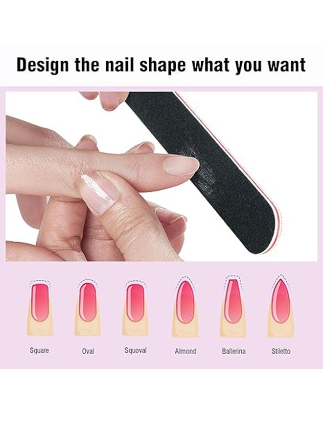 مبردات أظافر (عبوة من 10 قطع)، مبردات أظافر للأظافر الأكريليكية والأظافر الطبيعية، مبرد أظافر احترافي مزدوج الجوانب بحبيبات 100/180، قابل لإعادة الاستخدام وقابل للغسل، مربع فني للأظافر باللون الأسود - Image 3