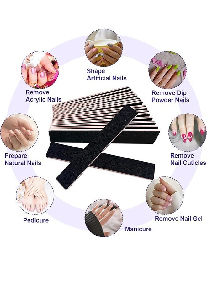 مبردات أظافر (عبوة من 10 قطع)، مبردات أظافر للأظافر الأكريليكية والأظافر الطبيعية، مبرد أظافر احترافي مزدوج الجوانب بحبيبات 100/180، قابل لإعادة الاستخدام وقابل للغسل، مربع فني للأظافر باللون الأسود - Image 4
