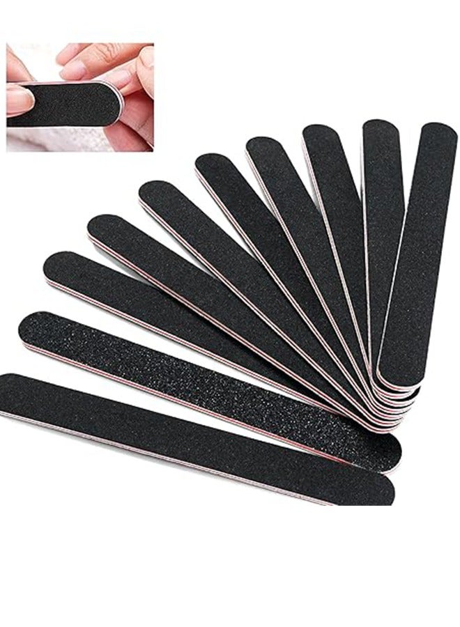 مبردات أظافر (عبوة من 10 قطع)، مبردات أظافر للأظافر الأكريليكية والأظافر الطبيعية، مبرد أظافر احترافي مزدوج الجوانب بحبيبات 100/180، قابل لإعادة الاستخدام وقابل للغسل، مربع فني للأظافر باللون الأسود - Image 1