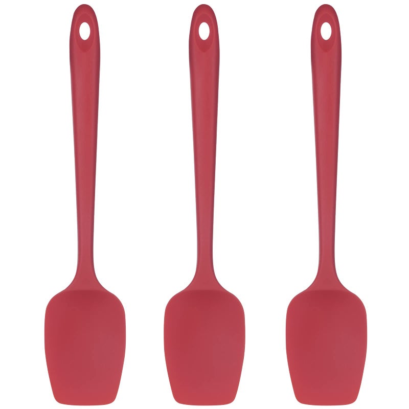 U-Taste Silicone Spoon Spatula Set  600AF High Heat Resistant BPA-Free Flexible Rubber Scraper  One-Piece cooking Mixing Baking Kitchen Utensils Set of 3 for Nonstick cookware (Red)
