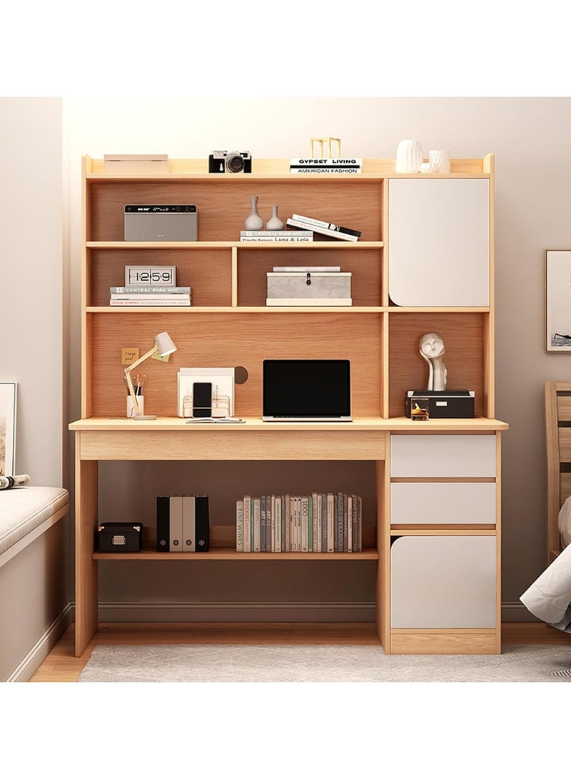 جورونب مكتب كمبيوتر، مكتب قائم كبير، مكتب دراسة سهل التجميع للمنزل، غرفة النوم، المكتب، طاولة خشبية متينة، أرفف تخزين مثالية للألعاب والعمل والتعلم، 100 × 45 × 162 سم ​​(جوز فاتح) - Image 1