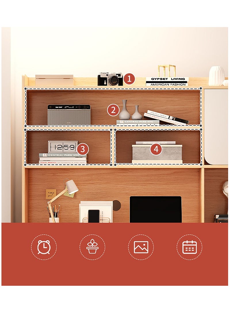 جورونب مكتب كمبيوتر، مكتب قائم كبير، مكتب دراسة سهل التجميع للمنزل، غرفة النوم، المكتب، طاولة خشبية متينة، أرفف تخزين مثالية للألعاب والعمل والتعلم، 100 × 45 × 162 سم ​​(جوز فاتح) - Image 3