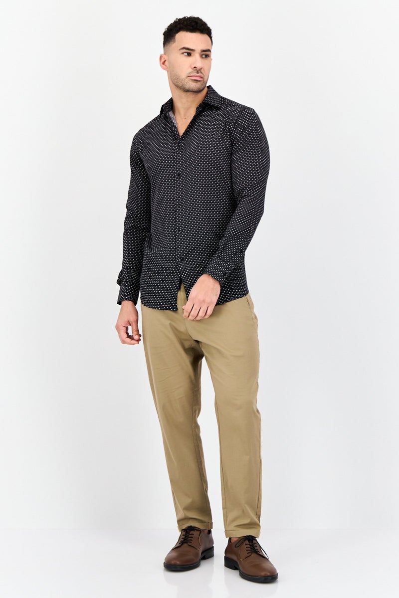 Scotch & Soda Men Modern Fit All Over Print Long Sleeve Dress Shirt, Black - Image 3