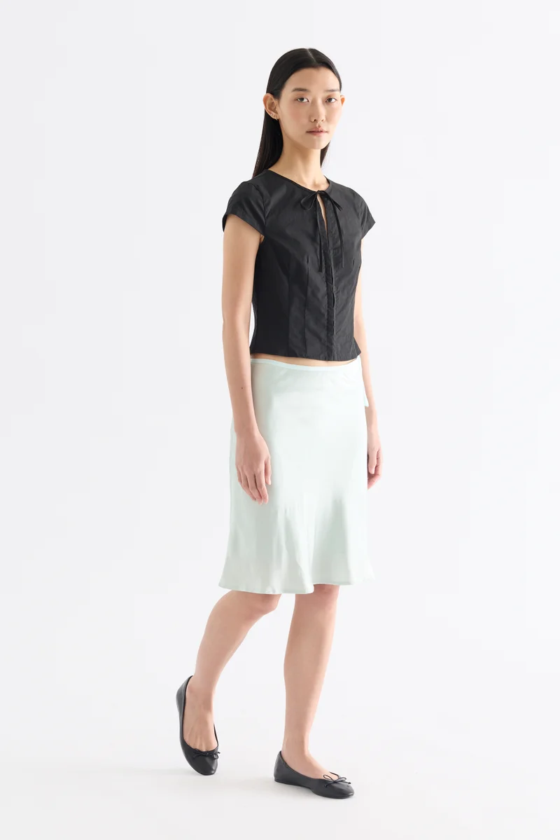 The Editor's Market Emily Ribbon Cap Sleeve Top - Black