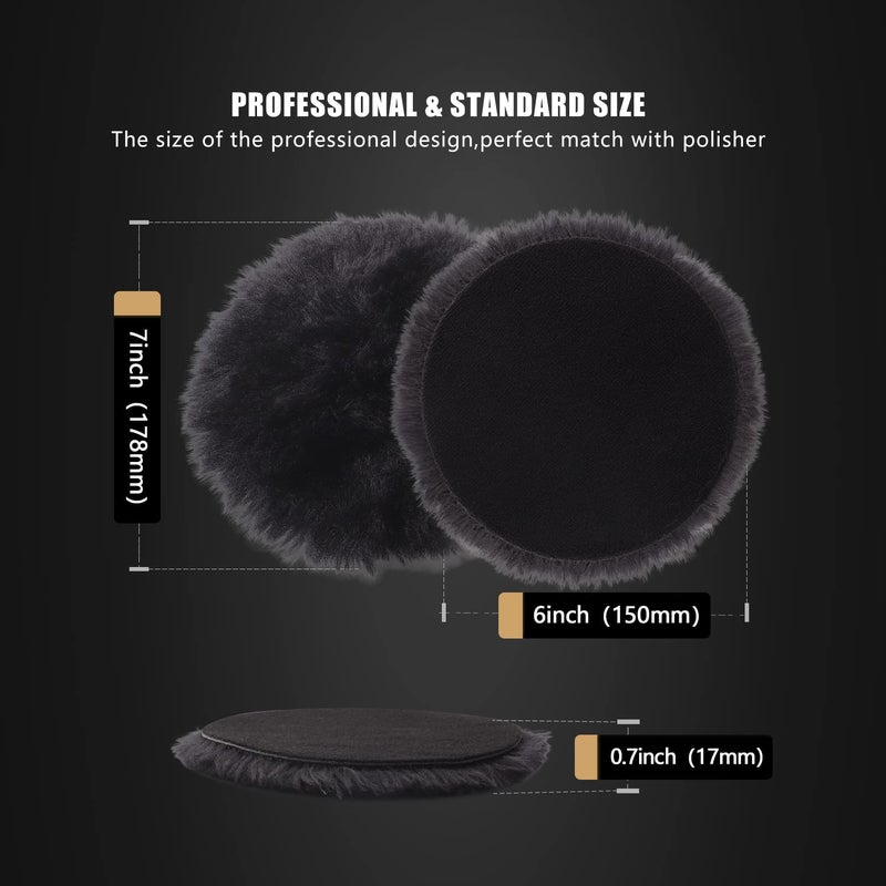 SPTA Wool Polishing Buffing Pad, SPTA 6 Pcs 6 Inch 150mm Polishing Buffing Wheel for Drill Buffer Attachment with 5/8"-11 Drill Adapter Compound Cutting & Polishing for Car Polisher - Image 2