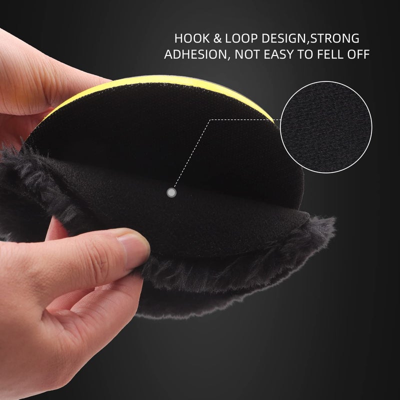SPTA Wool Polishing Buffing Pad, SPTA 6 Pcs 6 Inch 150mm Polishing Buffing Wheel for Drill Buffer Attachment with 5/8"-11 Drill Adapter Compound Cutting & Polishing for Car Polisher - Image 4