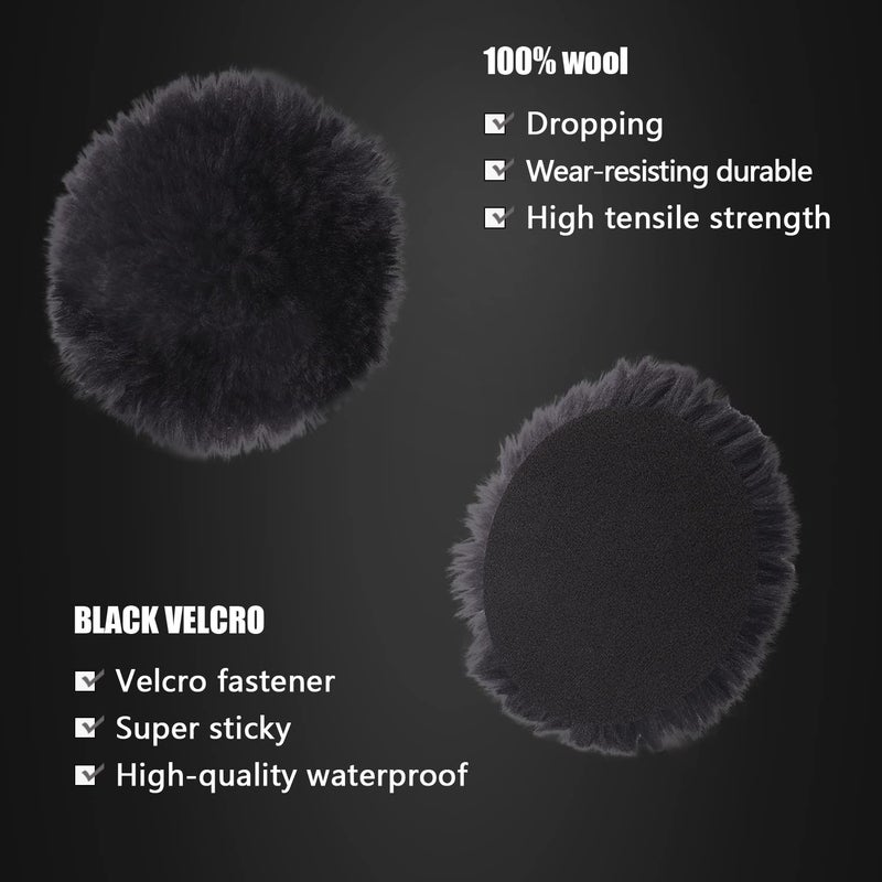 SPTA Wool Polishing Buffing Pad, SPTA 6 Pcs 6 Inch 150mm Polishing Buffing Wheel for Drill Buffer Attachment with 5/8"-11 Drill Adapter Compound Cutting & Polishing for Car Polisher - Image 5